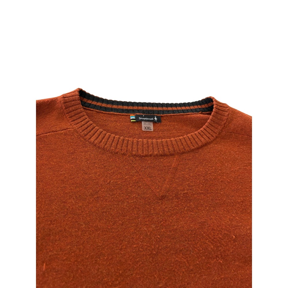 Smartwool Mens XXL Rust Orange Merino Wool Blend Crewneck Sweater Pullover Knit